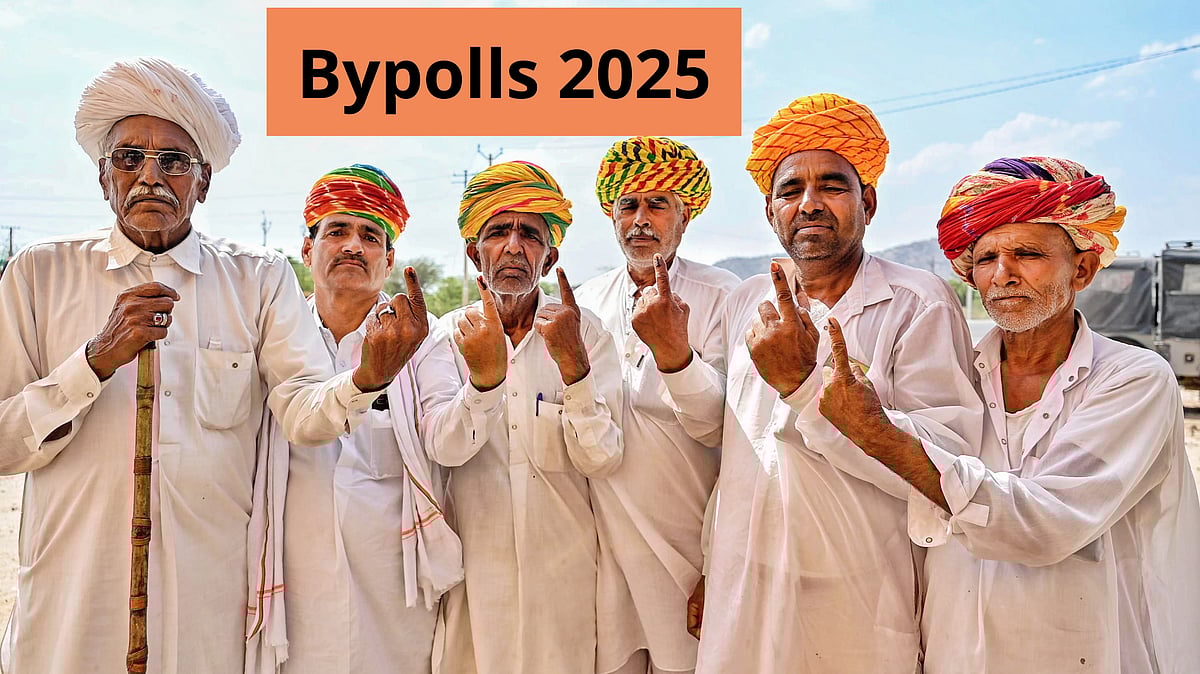 Voters after casting their votes for the LS polls