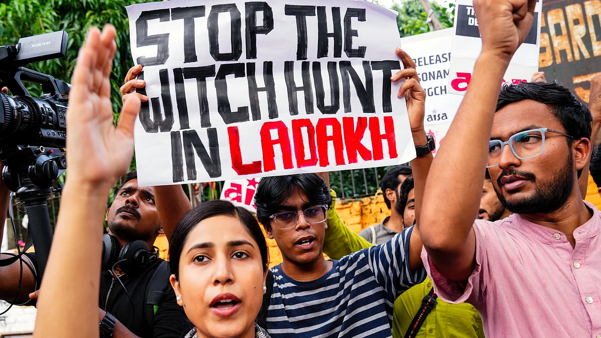 An AISA protest in solidarity with Ladakh, in New Delhi 5 Oct