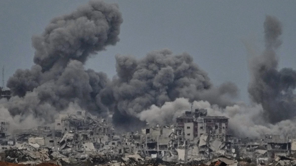 Smoke billows into the sky after an Israeli strike hits Gaza.