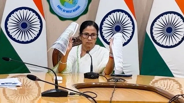 Video screengrab of Mamata Banerjee at the Nabanna press conference
