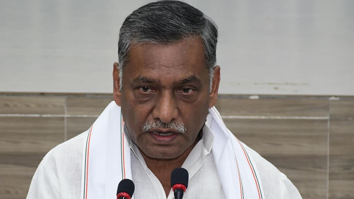 Congress leader Akhilesh Prasad Singh attends a press conference.