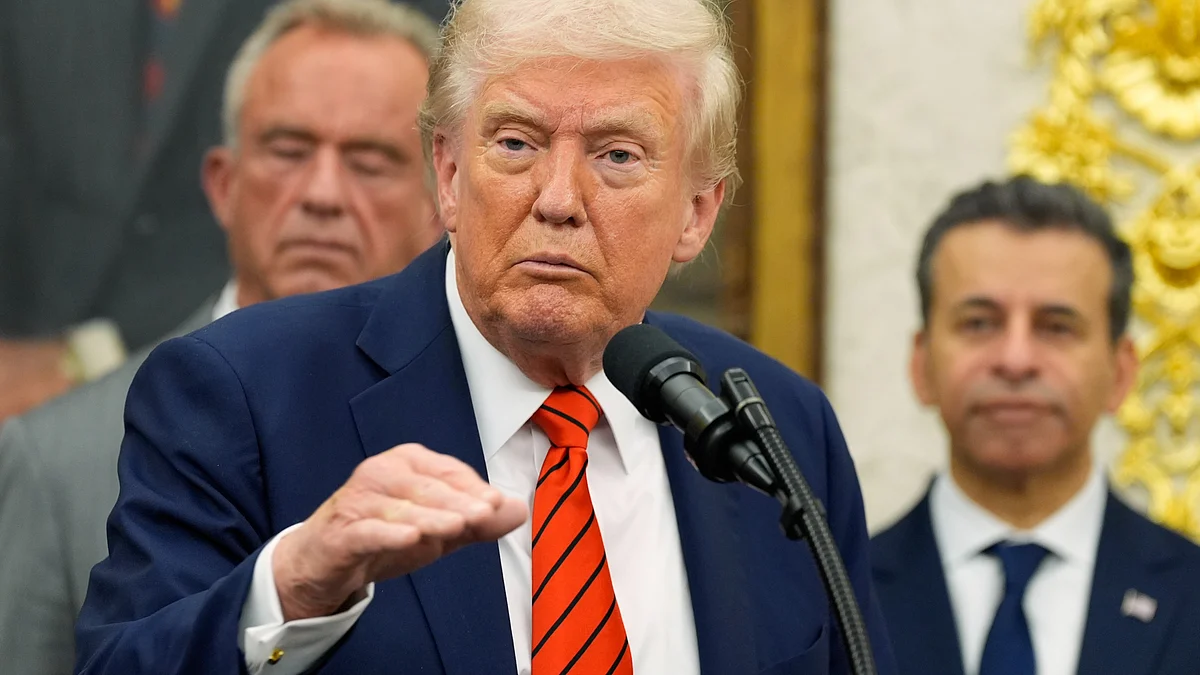Donald Trump speaks at White House on 10 October.