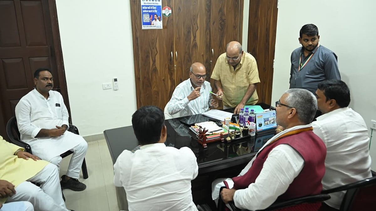 Rajesh Ram busy at Congress headquarters in Patna.