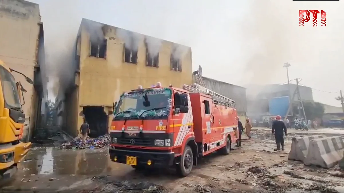Fire engine at Sanjay Gandhi Transport Nagar