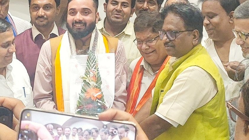 Anil Sahani (far right) with party colleagues in Aug 2025