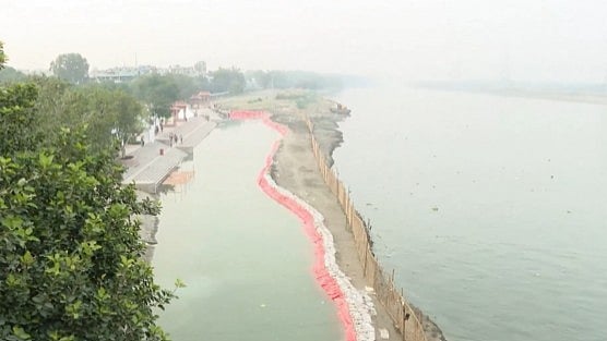 An artificial pond and ghat built along Yamuna and filled with clean water