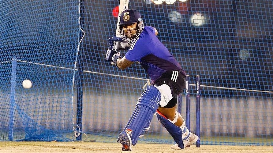 Suryakumar Yadav looks focused at the nets Down Under