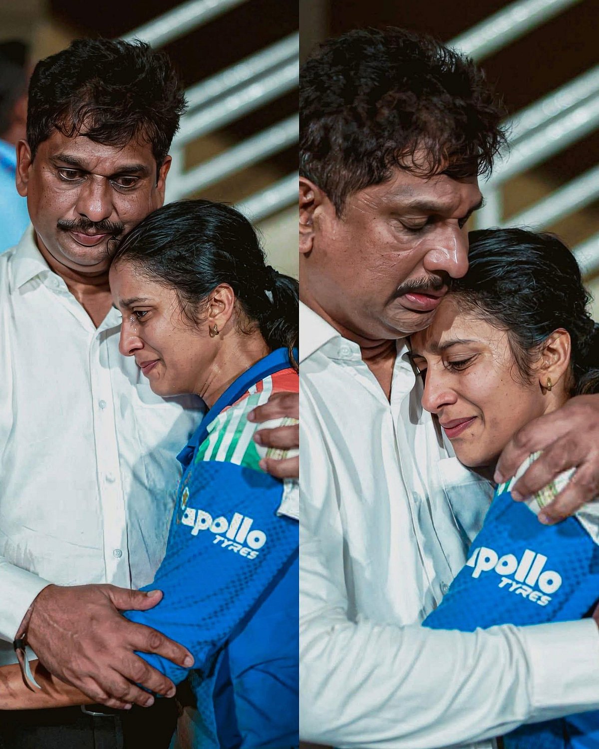 Jemimah with father Ivan after the match
