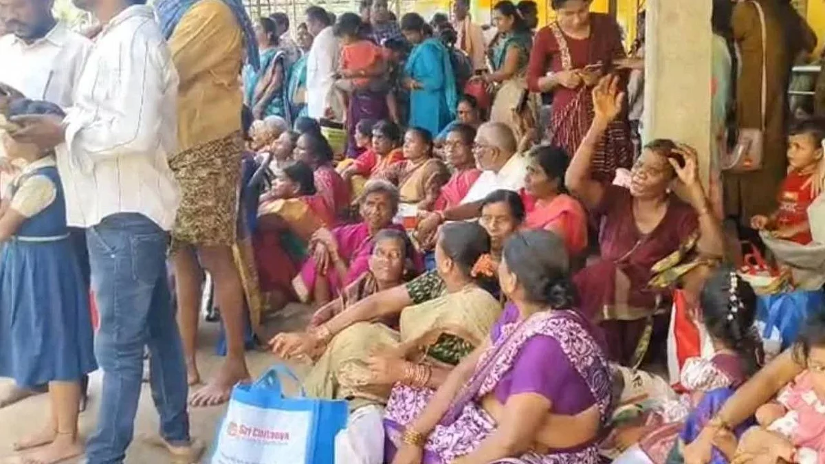 Devotees at Venkateswara temple.