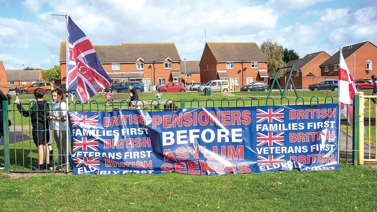 An anti-immigrants banner