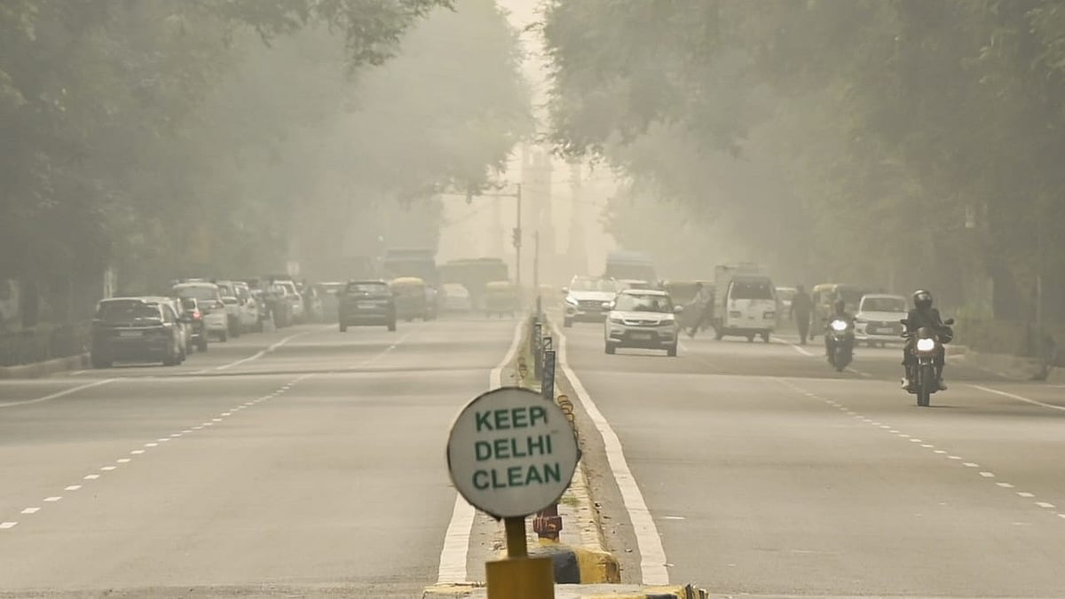 A thick layer of smog engulfs New Delhi.