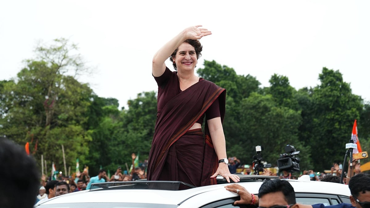 Priyanka Gandhi Vadra during a public meeting in Begusarai.