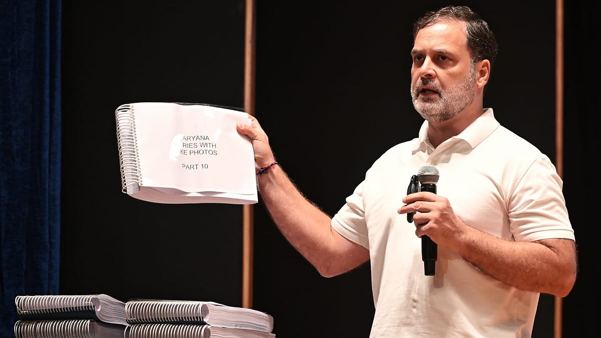 Rahul Gandhi addresses a press conference in New Delhi on the ‘vote chori’ allegations.