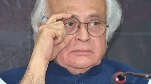 Jairam Ramesh during a press conference in Patna.