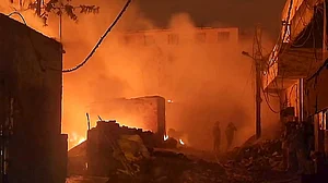 Delhi Fire Services received the first call at 10:56 pm and sent fire engines to control the blaze.