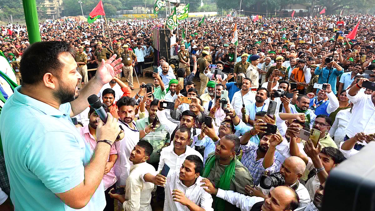 Tejashwi Yadav at a campaign rally