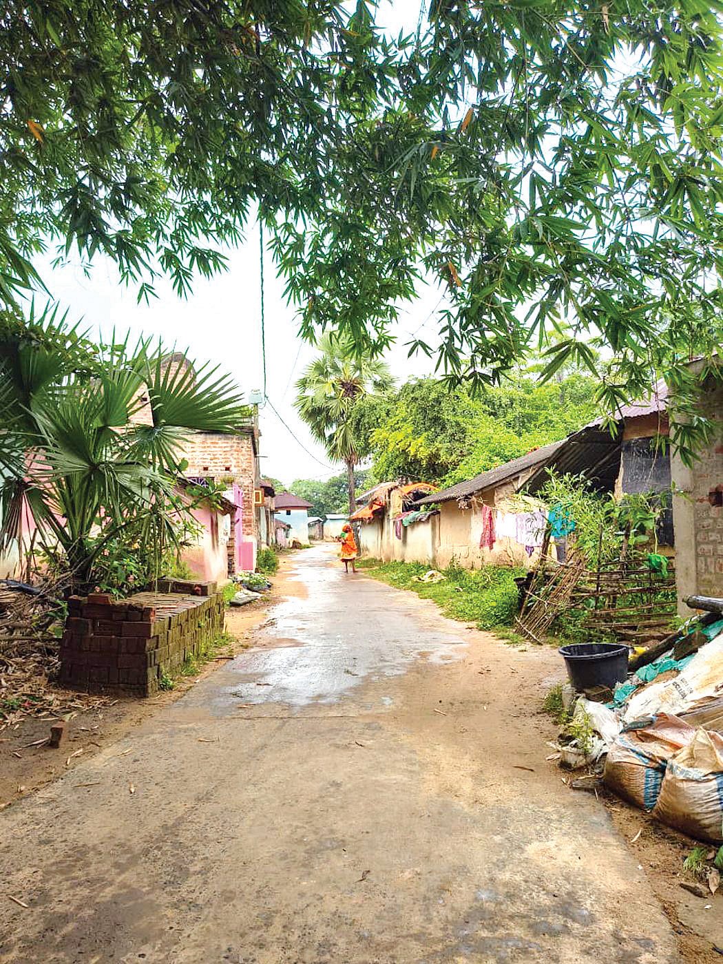 Santal huts in Gopalnagar village