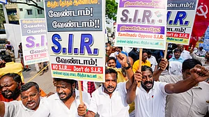 Tamil Nadu Congress and DMK leaders protest the SIR in Chennai, 11 Nov