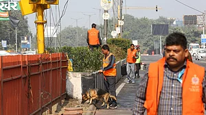 Police sanitise the blast site before opening the road for traffic, 15 Nov 2025 (Photos: Vipin/ NH)