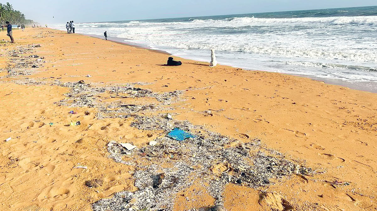 Plastic pellets from the cargo ship that spilled its load off Kochi washed ashore in Thiruvananthapuram