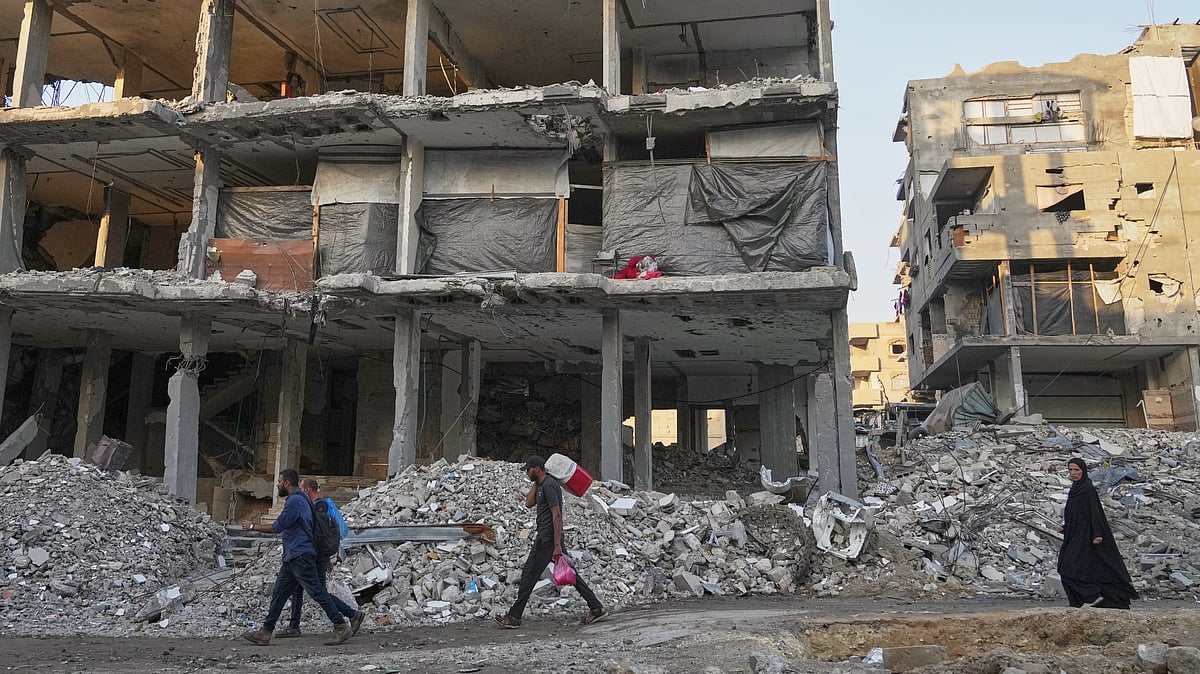 Damaged buildings in Gaza City.