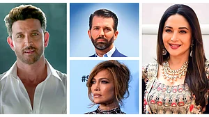 Clockwise from L: Hrithik Roshan, Donald Trump Jr, Madhuri Dixit, Jennifer Lopez