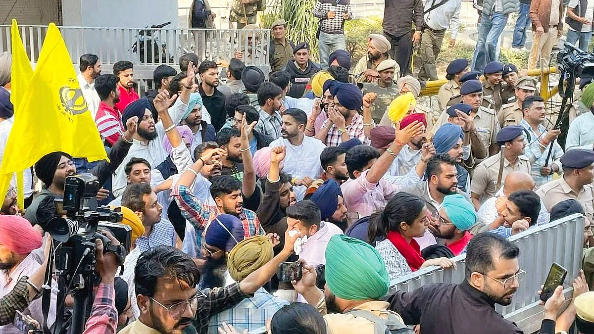 Part of the protest at Panjab University