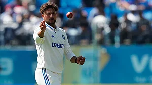 Kuldeep Yadav tried to rely on drift and change of pace in the absence of any turn in Guwahati
