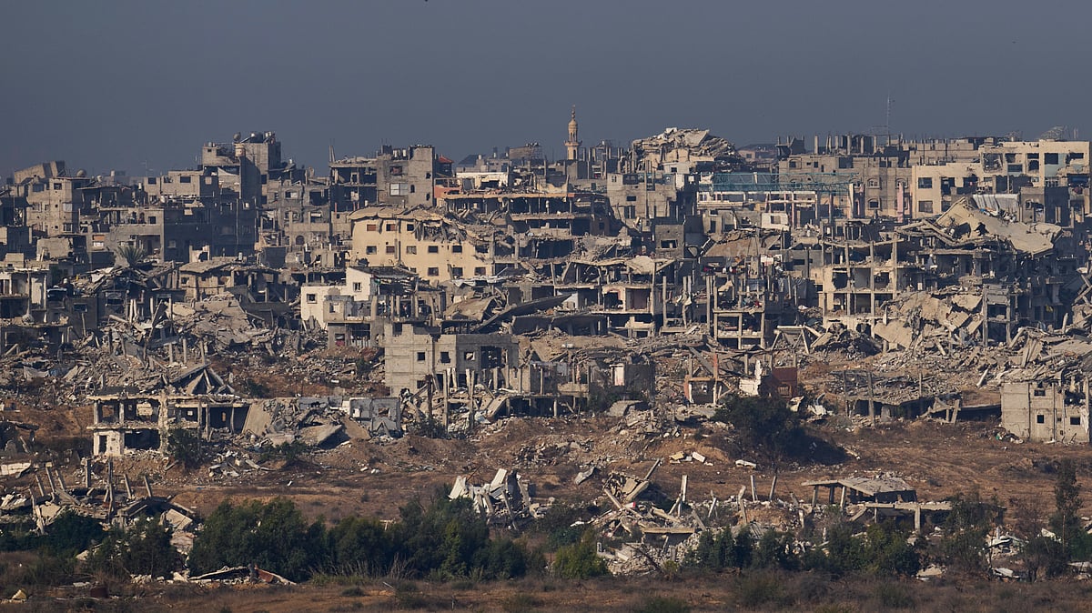 Destroyed buildings in the Gaza Strip.