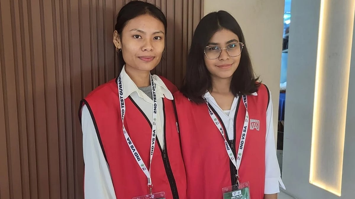 Trishapurna Das (right) and Fwjwngshri Swargiary, two young Garg fans at Barsapara Stadium.
