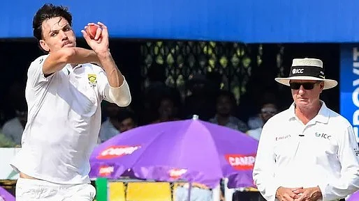 Marco Jansen steaming in during his six-wicket haul in Guwahati