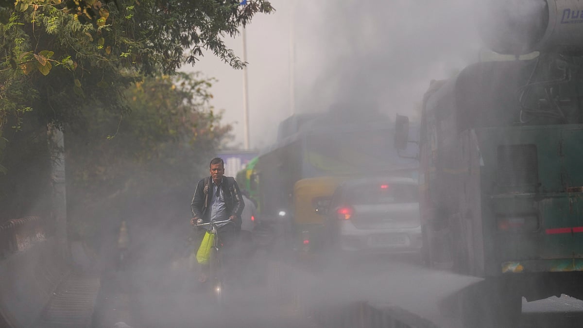An anti-smog gun at work in Delhi