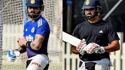 Virat Kohli (left) and Rohit Sharma at nets in Ranchi