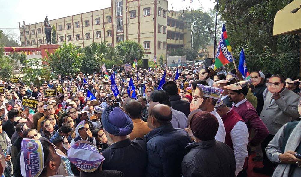 DOMA members take ‘save the Constitution’ pledge wearing Ambedkar masks at Delhi event