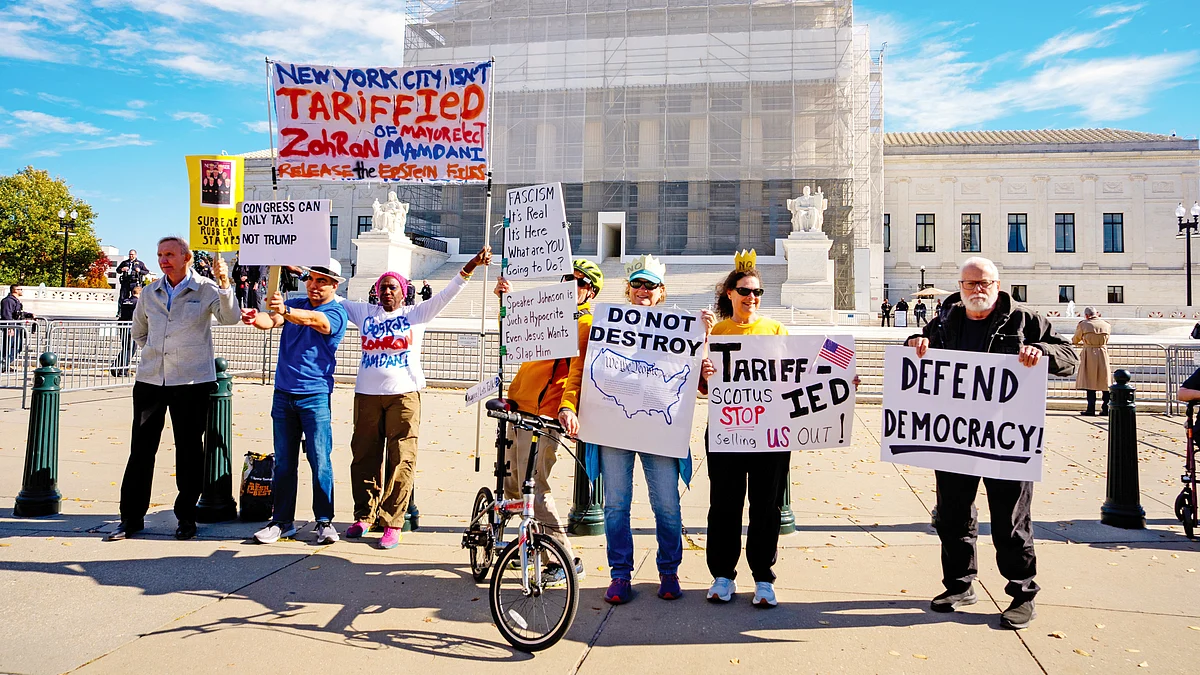 Activists protest Trump’s ‘reciprocal tariffs’ outside the US Supreme Court in Washington DC