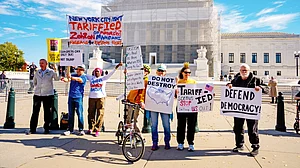 Activists protest Trump’s ‘reciprocal tariffs’ outside the US Supreme Court in Washington DC