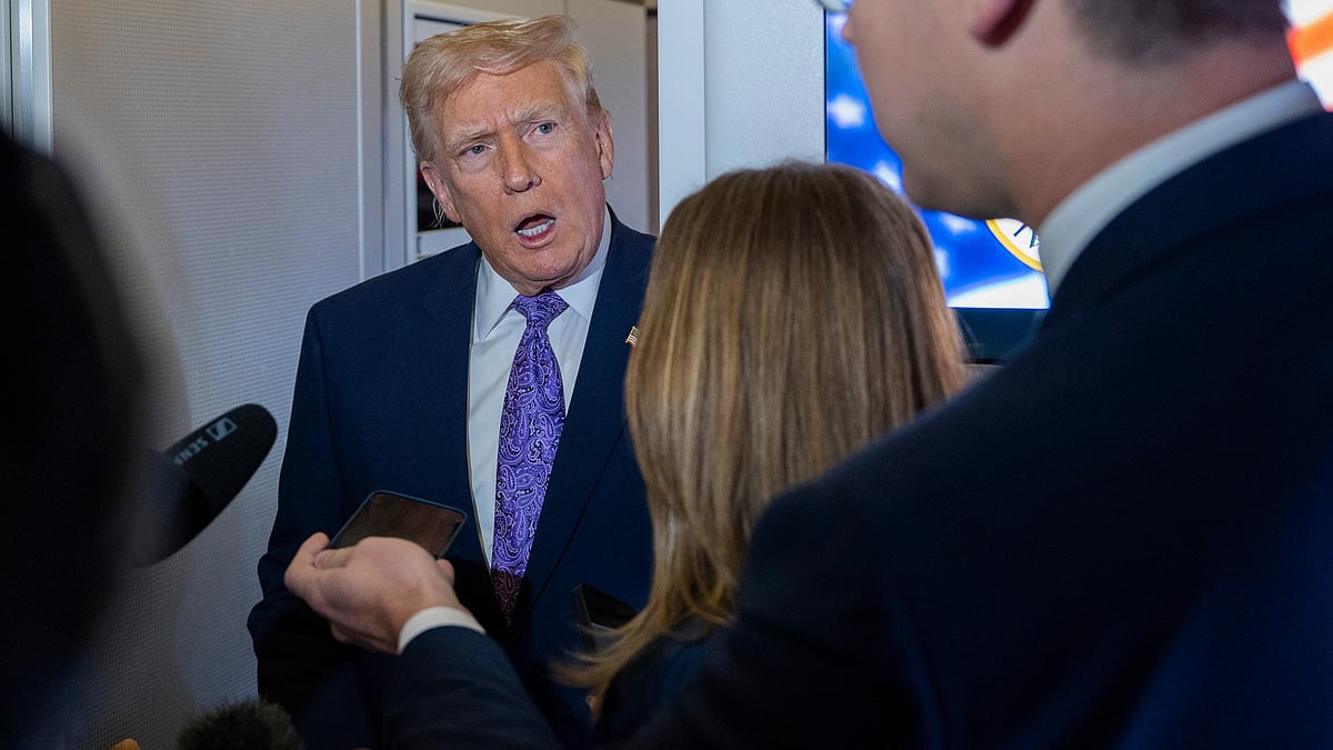 Trump takes questions aboard Air Force One leaving Mar-a-Lago.