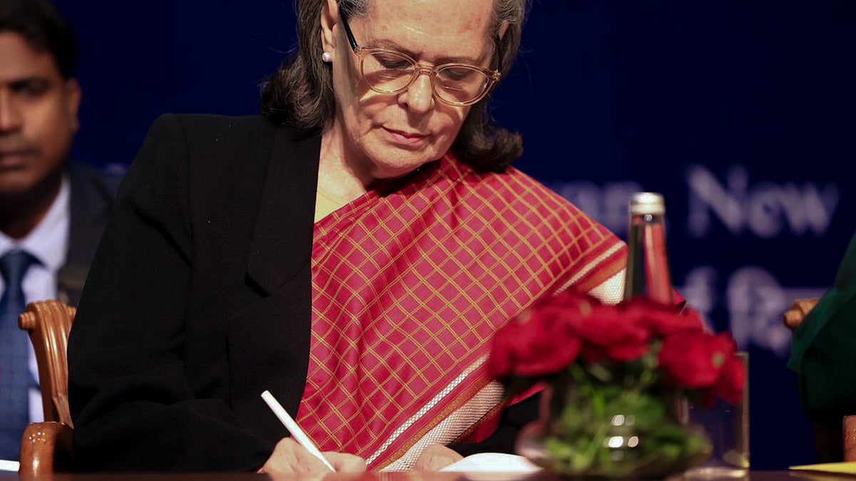 Sonia Gandhi during the launch event of 'The Nehru Centre' in New Delhi.