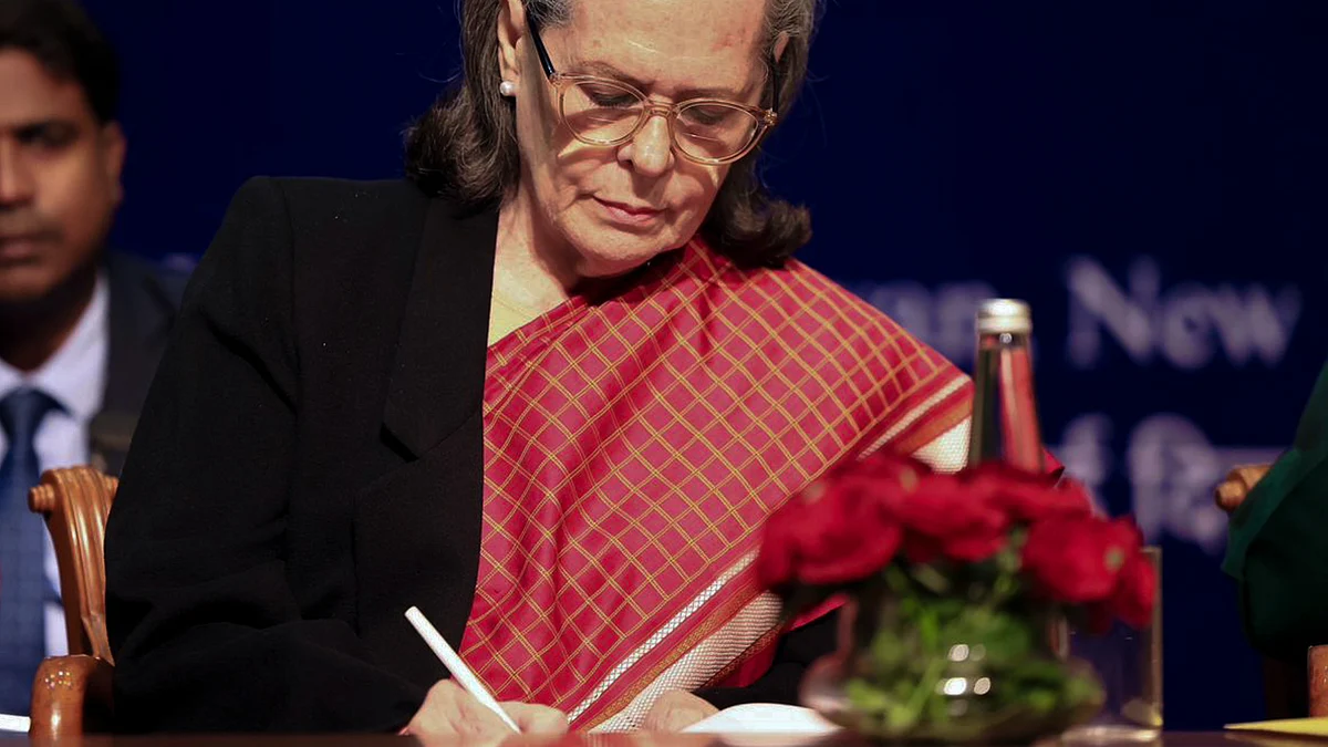 Sonia Gandhi during the launch event of 'The Nehru Centre' in New Delhi.