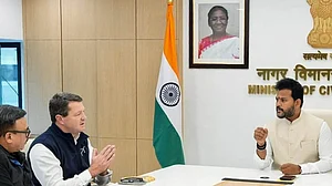 Union minister of civil aviation Ram Mohan Naidu with Indigo CEO Pieter Elbers