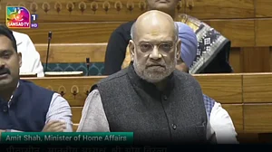 Home minister Amit Shah at parliament.