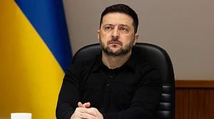 Volodymyr Zelenskyy at a meeting with a US delegation