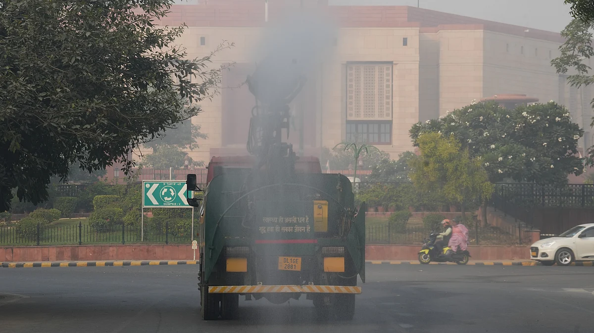 File photo of an anti-smog gun being deployed in Delhi