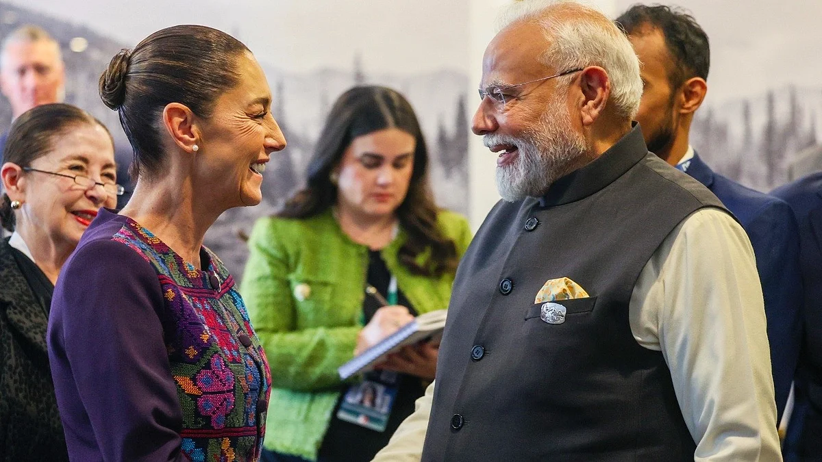 Narendra Modi and Claudia Sheinbaum on the sidelines of the 2025 G7 Summit in Canada