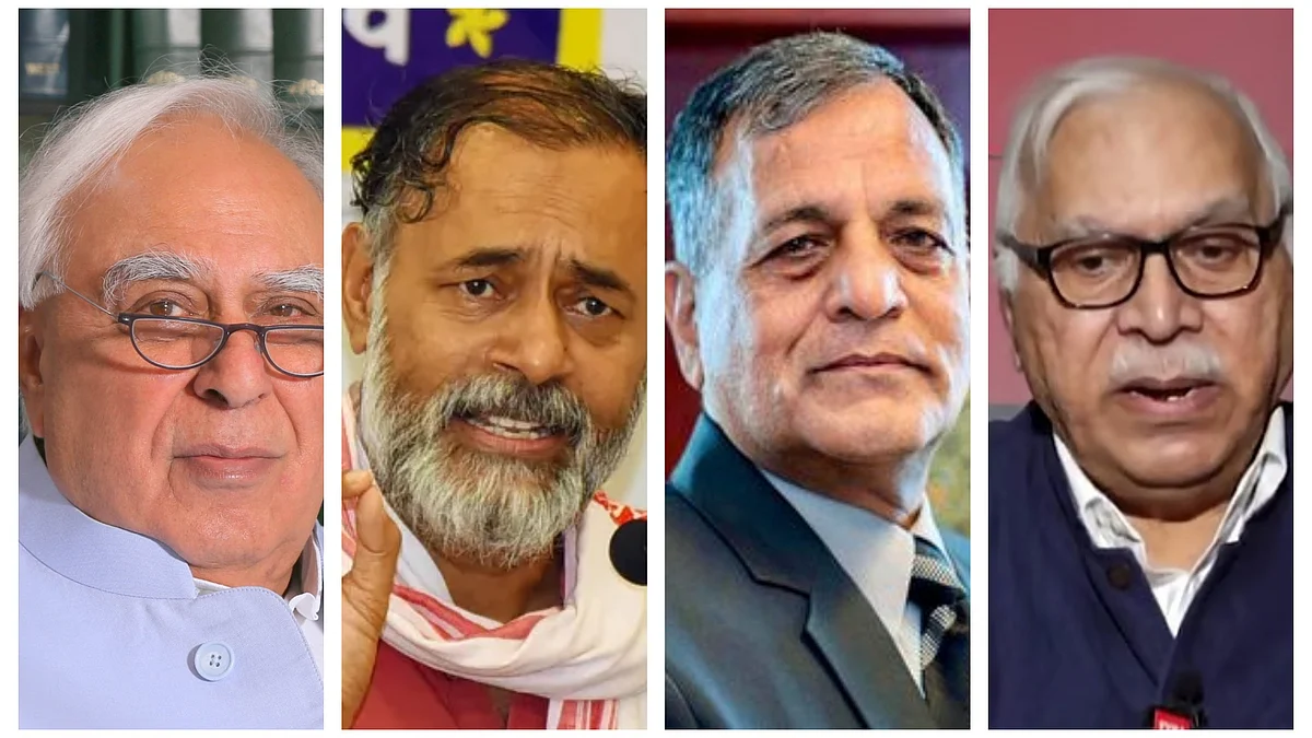 L-R: Kapil Sibal, Yogendra Yadav, Ashok Lavasa, S.Y. Quraishi