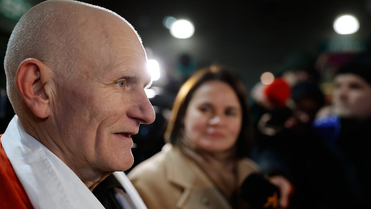 Nobel laureate Ales Bialiatski arrives at US Embassy in Vilnius after release from Belarus.