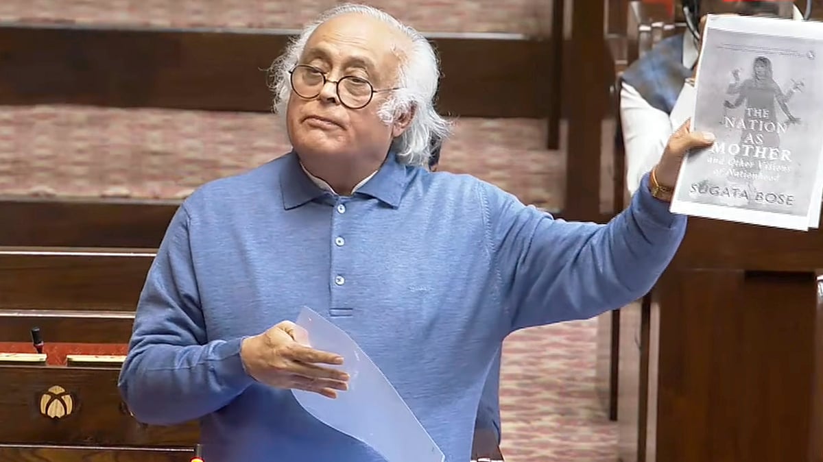 Jairam Ramesh addresses the Rajya Sabha during Parliament’s Winter Session in New Delhi.