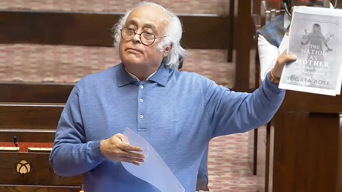 Jairam Ramesh addresses the Rajya Sabha during Parliament’s Winter Session in New Delhi.