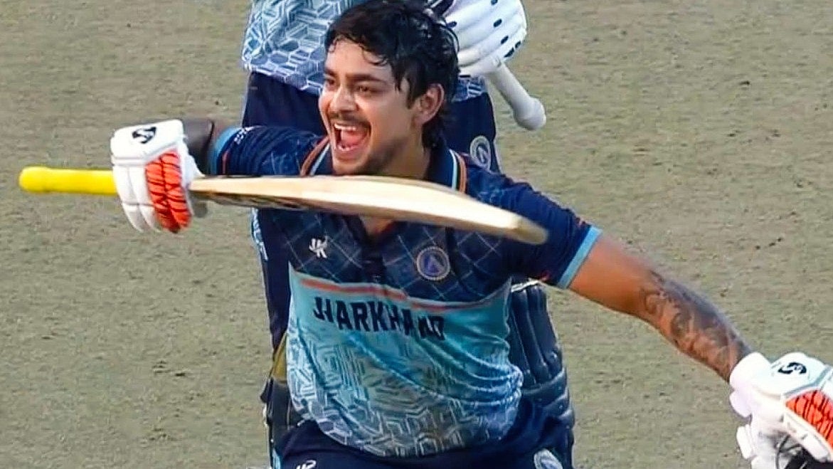 Ishan Kishan does a Pushpa act after reaching century in Syed Mushtaq Ali final