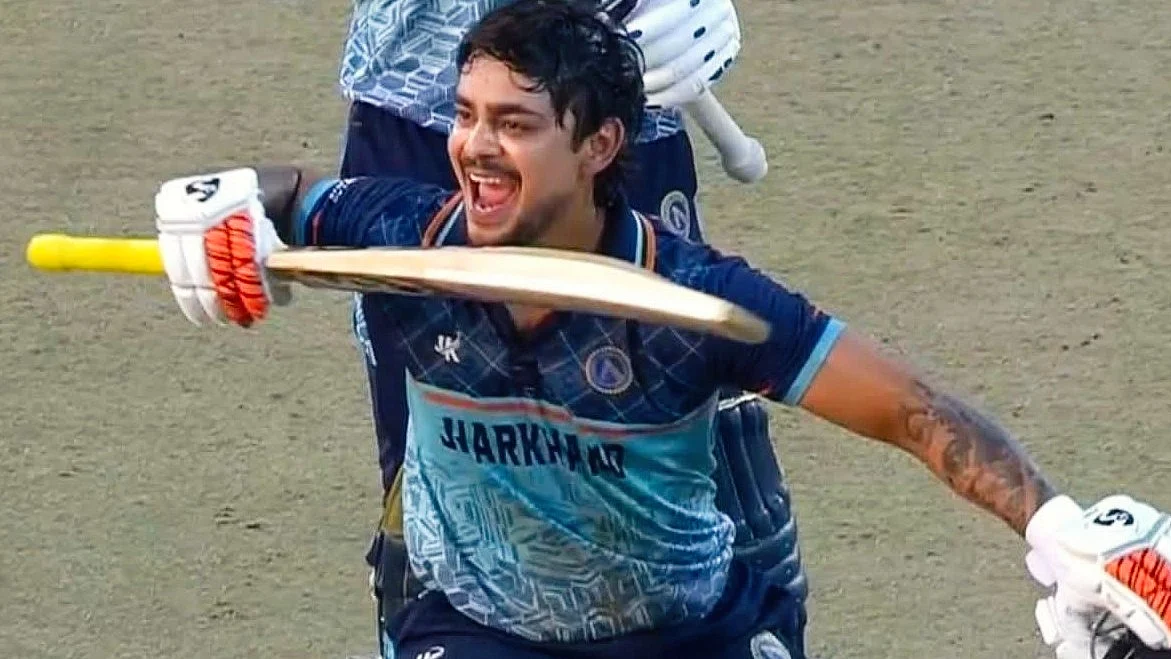 Ishan Kishan does a Pushpa act after reaching century in Syed Mushtaq Ali final